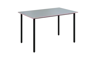 JSB 120N Jídelní stůl 1200 x 800 mm, deska šedá s hranou pastelově růžová / podnož černá